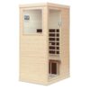Hemlock Mini One Person Far Infrared Door On The Left Of The Indoor Sauna Room